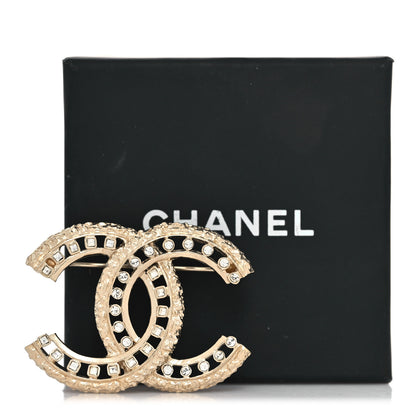 Chanel Crystal CC Brooch Light Gold 4 of 4