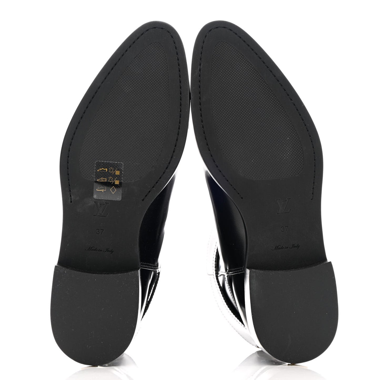Patent Calfskin Monogram Flat Ankle Boots 37 Black