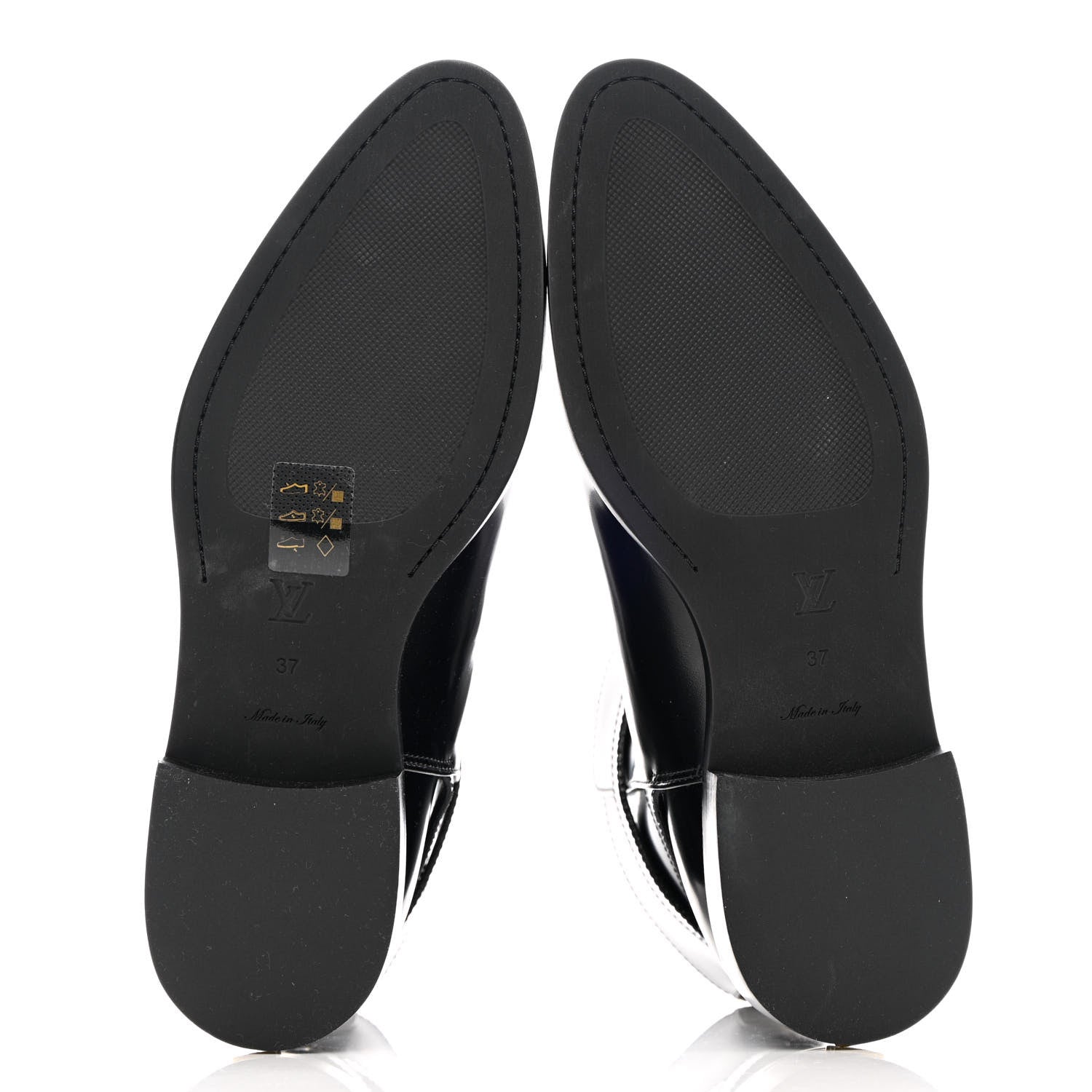 Louis Vuitton Patent Calfskin Monogram Flat Ankle Boots 37 Black 5 of 10