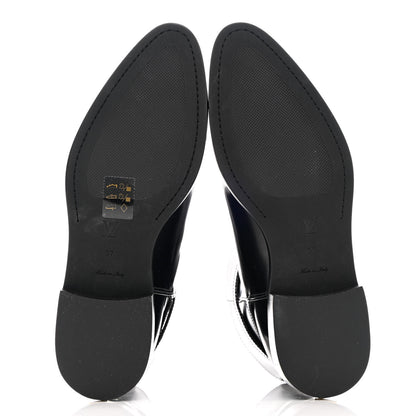 Louis Vuitton Patent Calfskin Monogram Flat Ankle Boots 37 Black 5 of 10