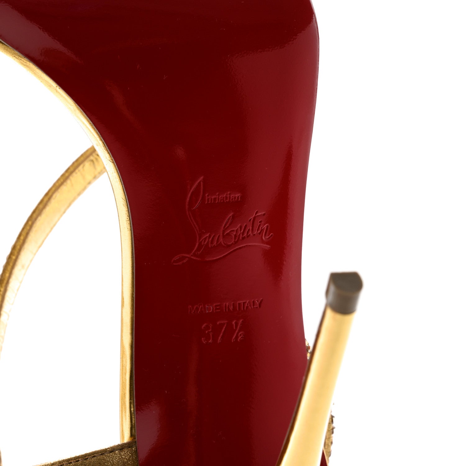 Christian Louboutin Suede Crystal Strass Rosalie 100 Sandals 37.5 Gold 6 of 23