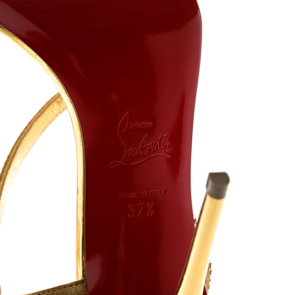 Christian Louboutin Suede Crystal Strass Rosalie 100 Sandals 37.5 Gold 6 of 23