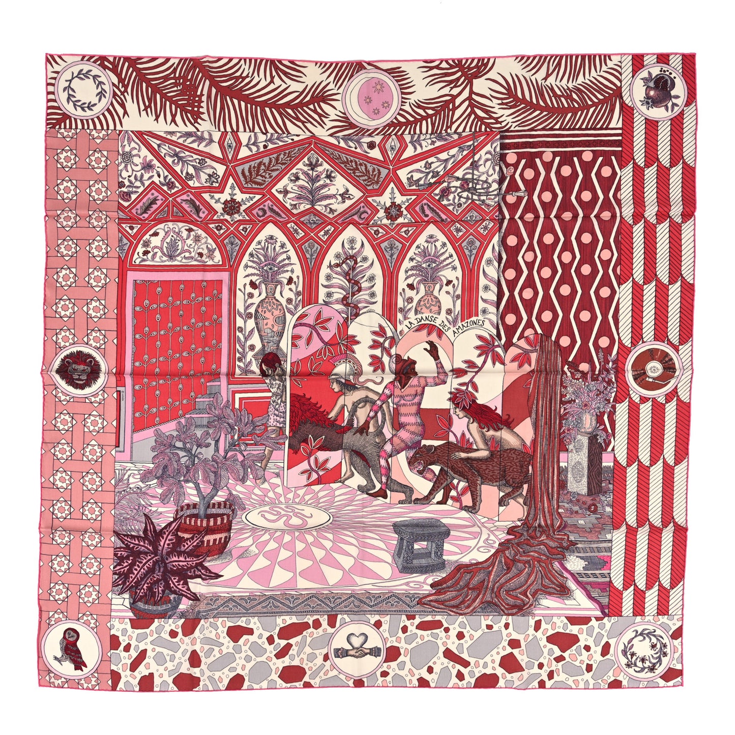 Cashmere Silk La Danse Des Amazones Shawl 140 Vieux Rose Gris White