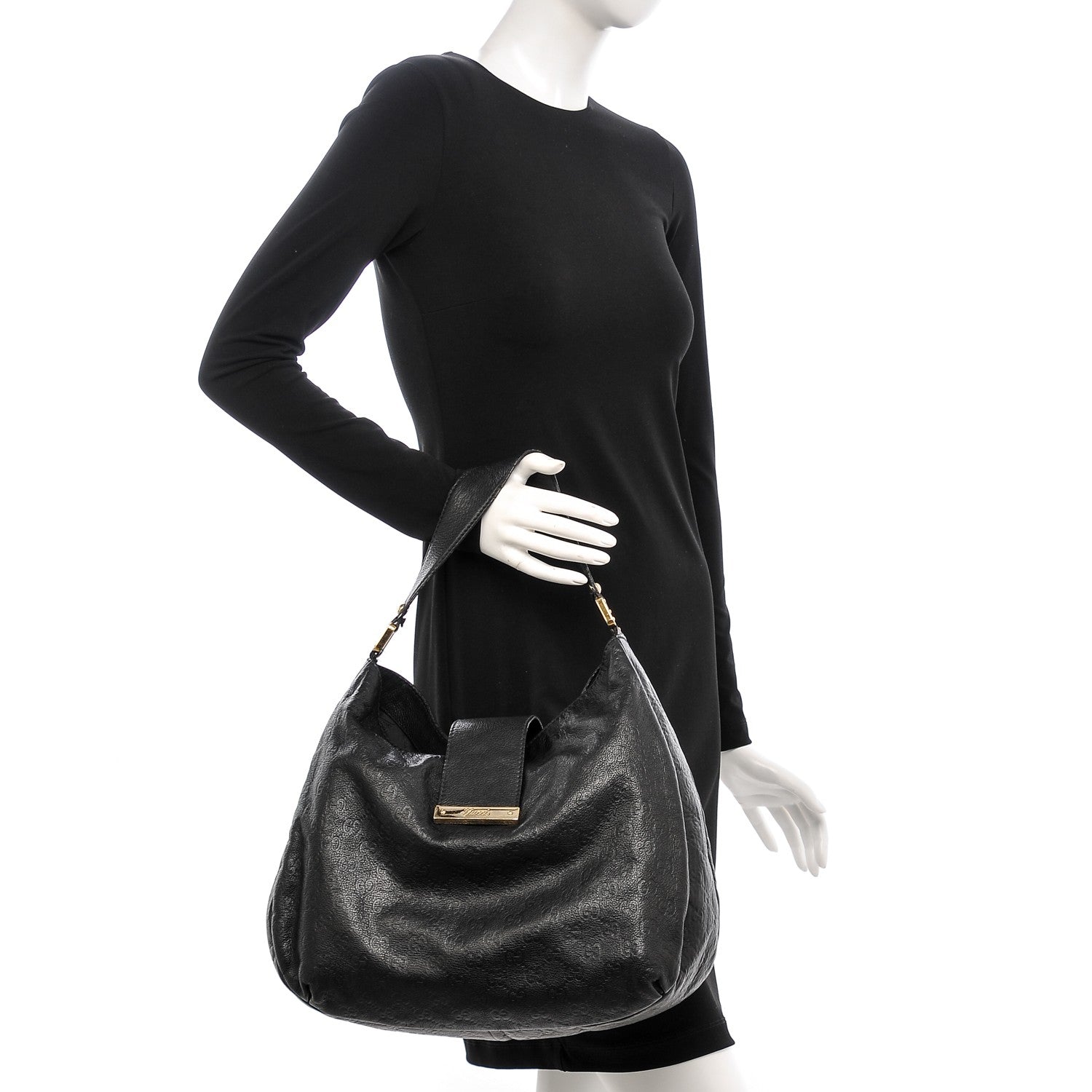 Gucci Guccissima Large New Ladies Web Hobo Black 2 of 8
