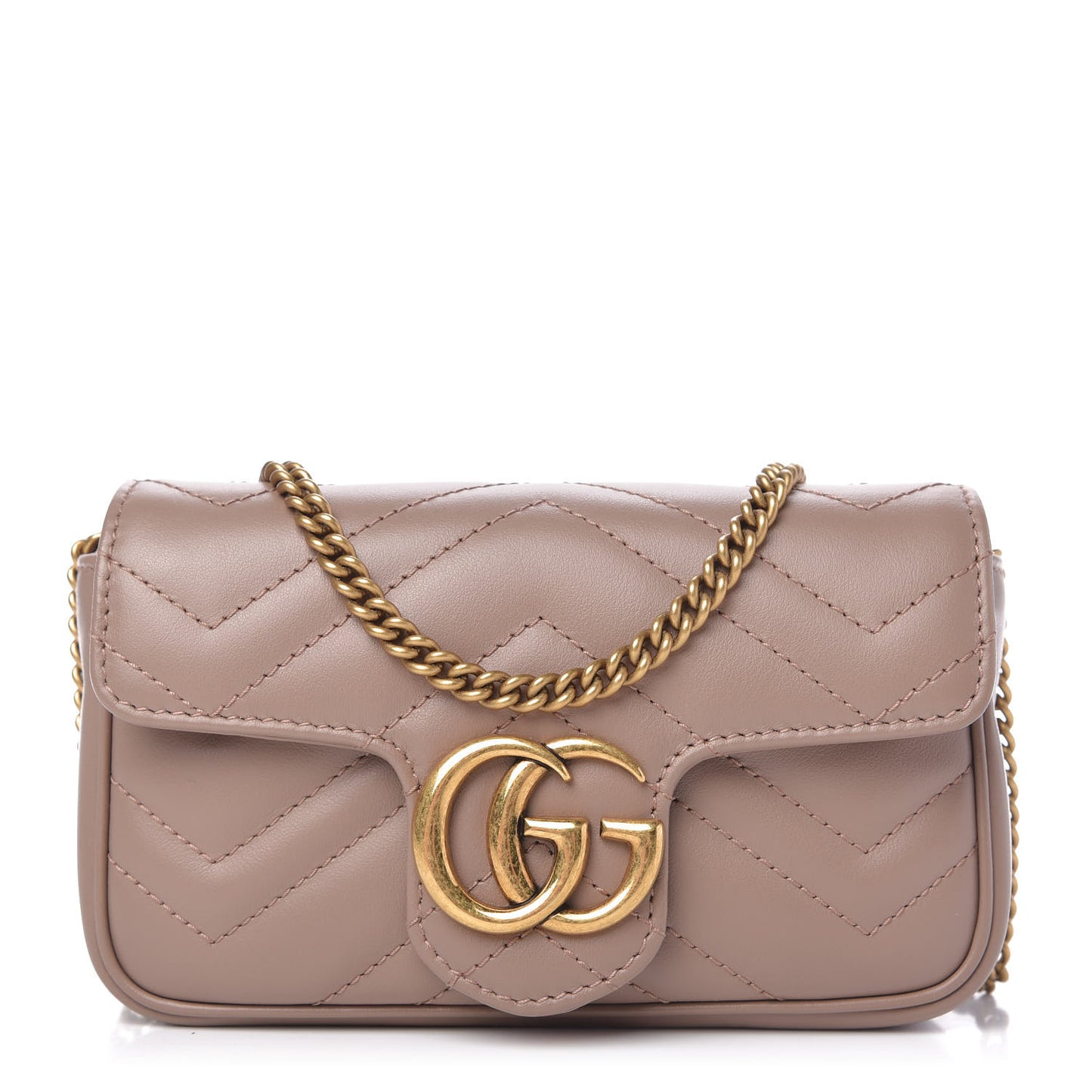 Calfskin Matelasse Super Mini GG Marmont Shoulder Bag Porcelain Rose