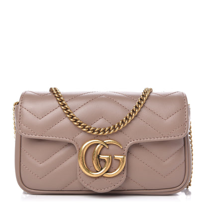 Gucci Calfskin Matelasse Super Mini GG Marmont Shoulder Bag Porcelain Rose 1 of 10