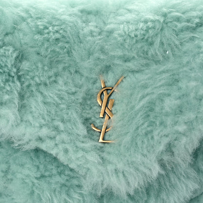 Saint Laurent Shearling Quilted Monogram Loulou Puffer Pouch Clutch Iced Mint 4 of 11