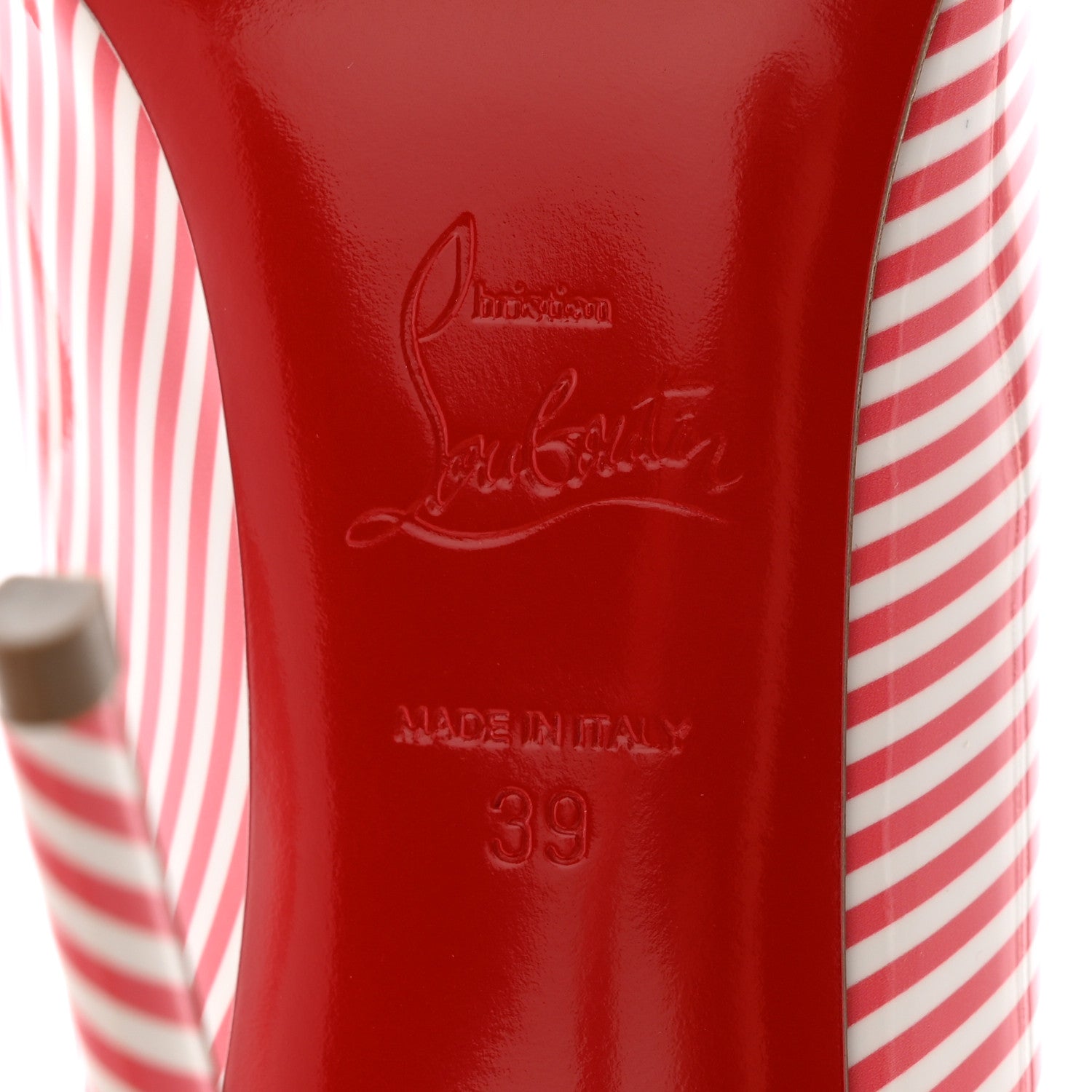 Christian Louboutin Patent Pigalle Follies Stripes 100 Pumps 39 Smoothie White 6 of 13