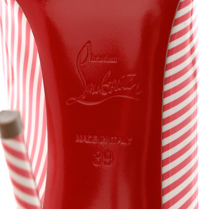 Christian Louboutin Patent Pigalle Follies Stripes 100 Pumps 39 Smoothie White 6 of 13