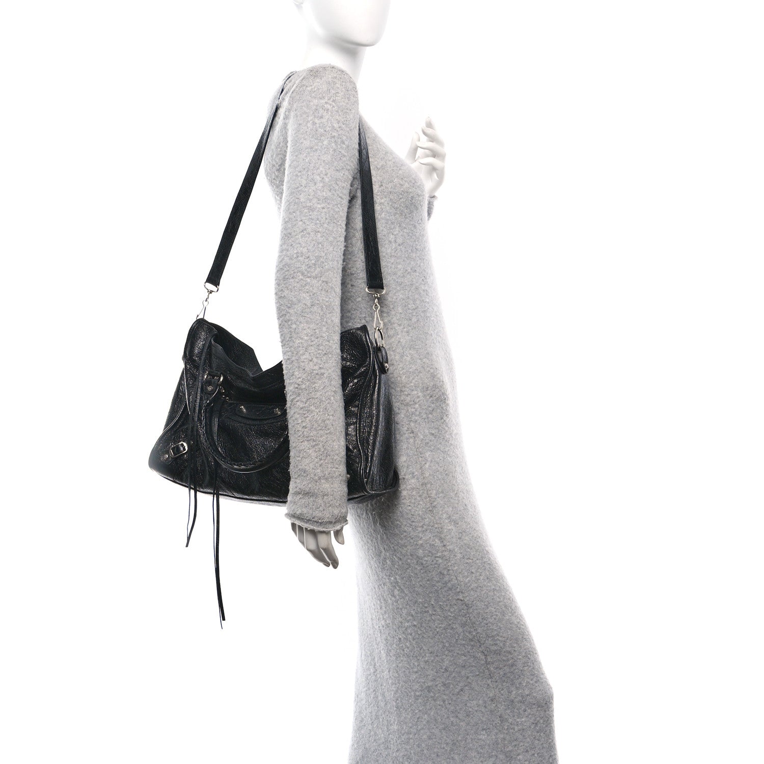 Balenciaga Agneau Arena Silver Hardware Medium Le City Black 2 of 10