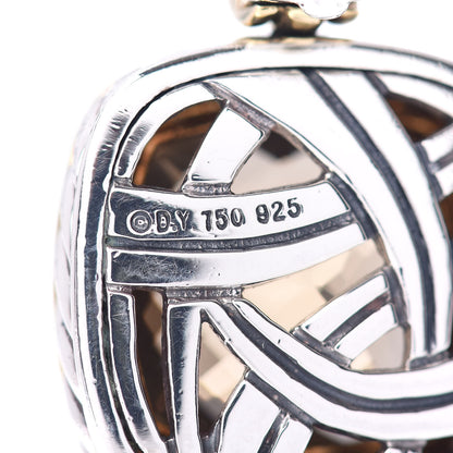 David Yurman Sterling Silver 18K Yellow Gold Diamond Champagne Citrine 14mm Albion Enhancer Pendant 3 of 3