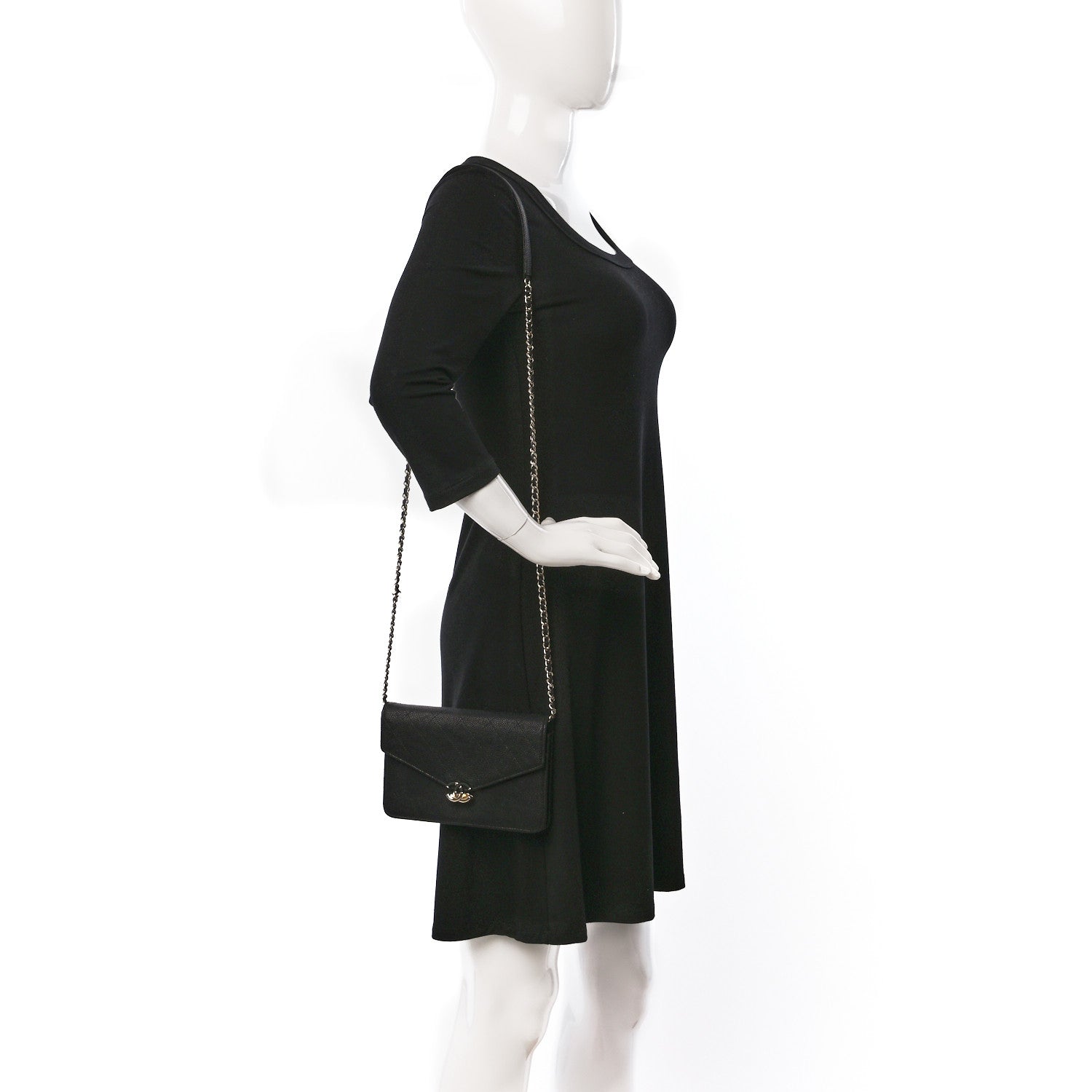 Chanel Grained Calfskin Quilted Cuba Wallet On Chain WOC Black 2 of 11