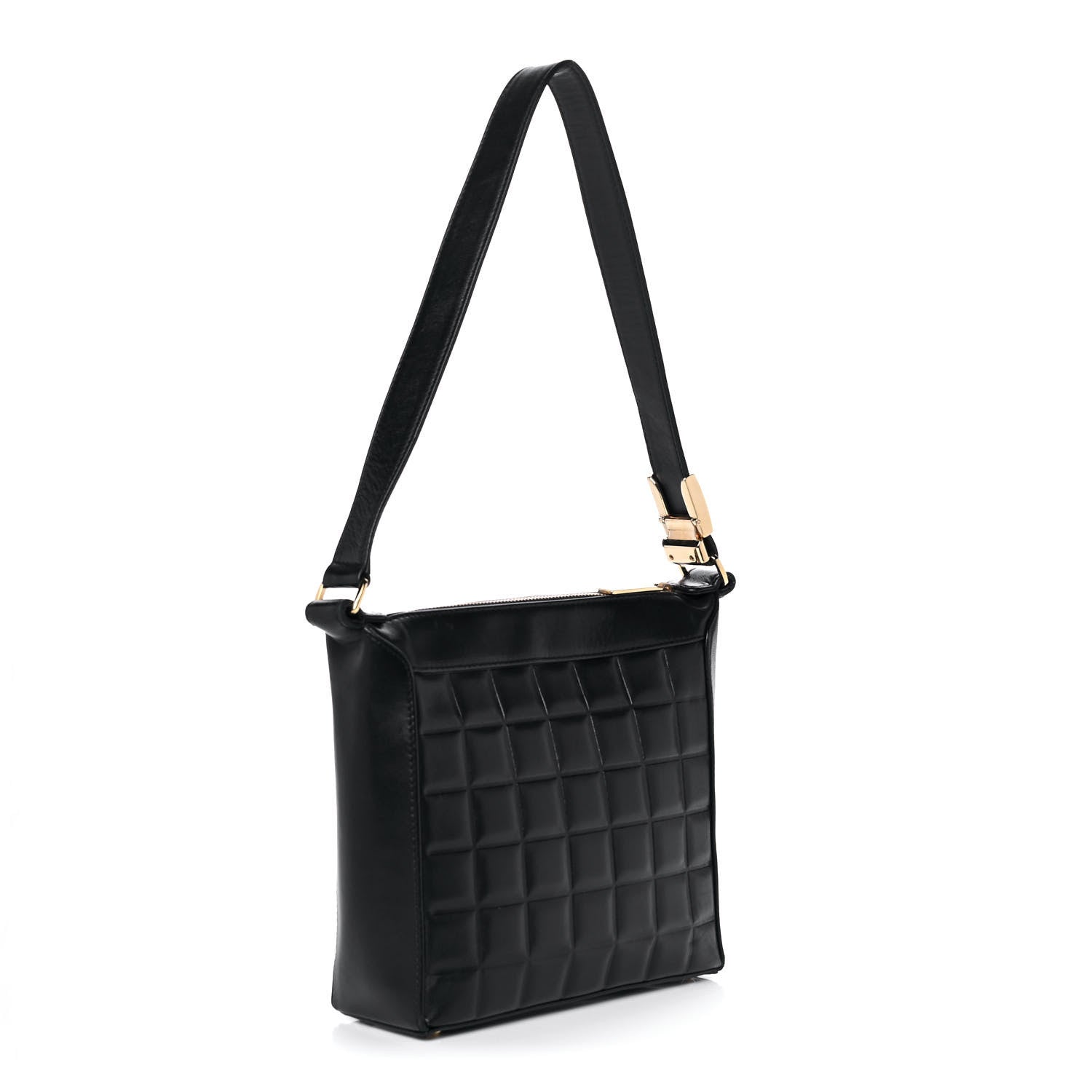 Chanel Lambskin Chocolate Bar Quilted Small Shoulder Bag Black 2 of 9