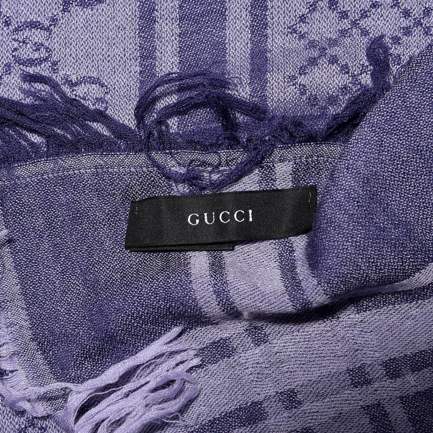 Wool Silk Monogram Diamante Fringe Square Scarf Violet