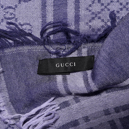 Gucci Wool Silk Monogram Diamante Fringe Square Scarf Violet 3 of 3