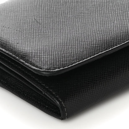 Prada Saffiano Metal Continental Flap Wallet Black 9 of 11
