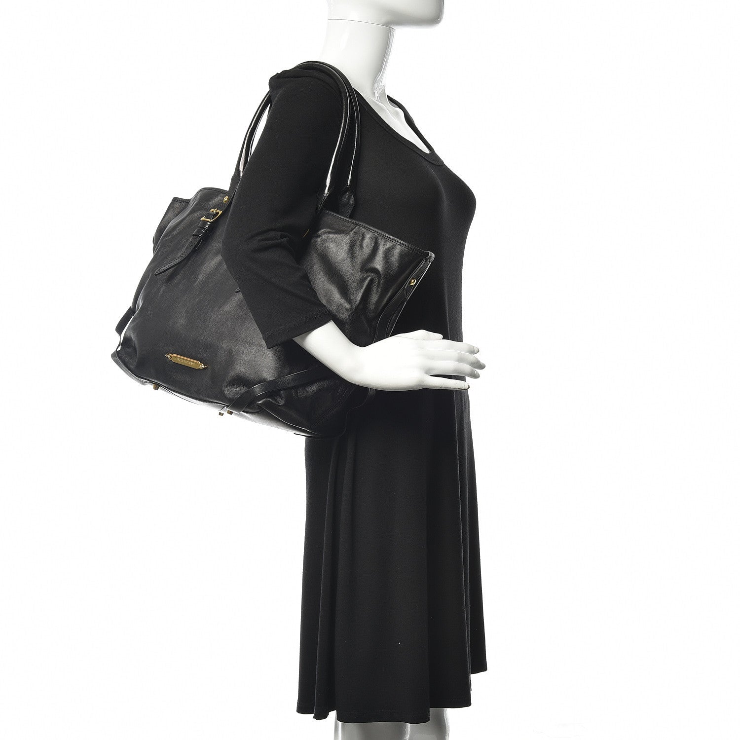 Burberry Lambskin Medium East West Tote Black 2 of 9