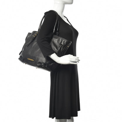 Burberry Lambskin Medium East West Tote Black 2 of 9