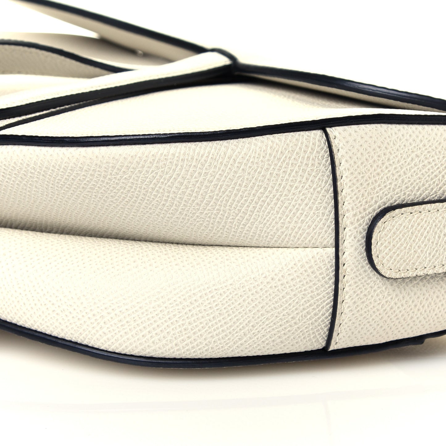 Grained Calfskin Saddle Bag White