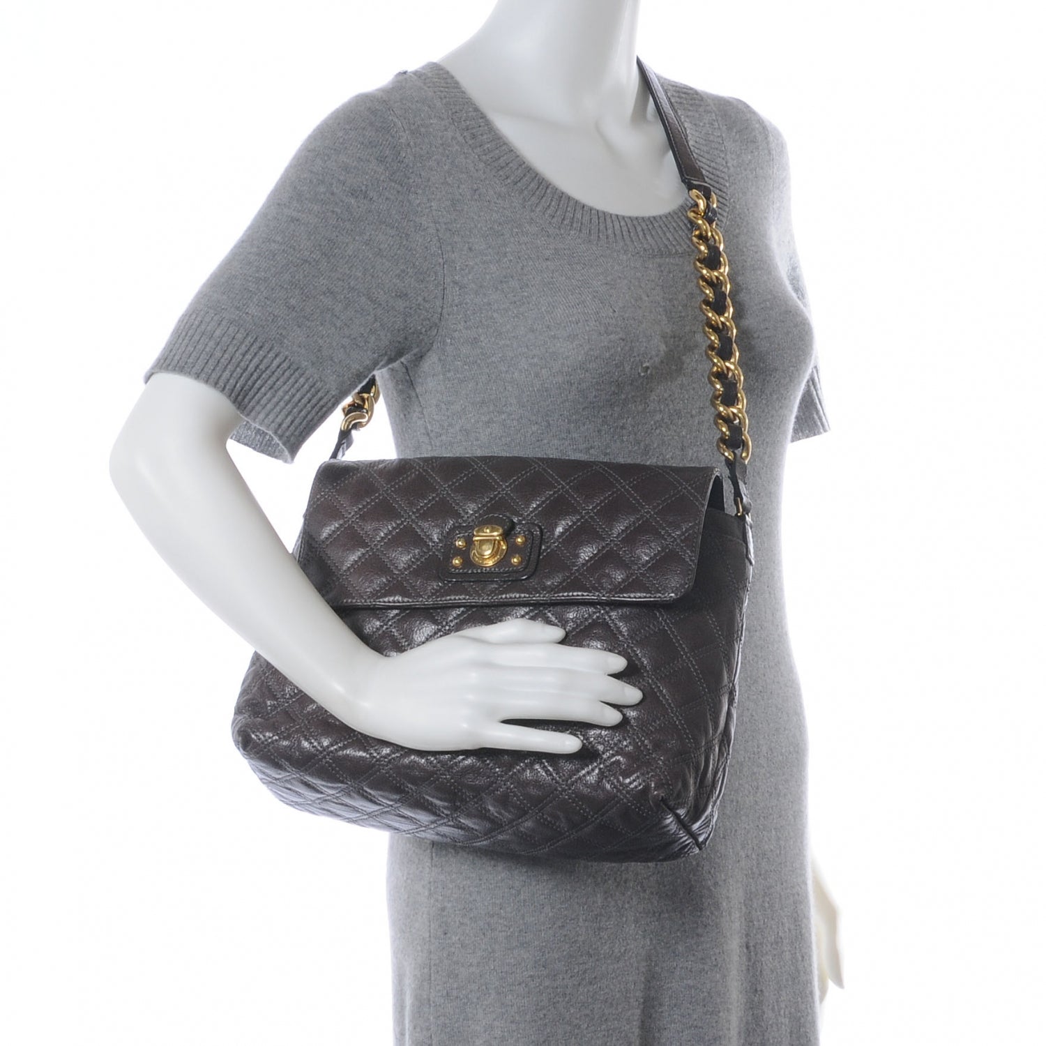 Marc Jacobs Leather Quilted The XL Single Shoulder Bag Dark Grey 2 of 7