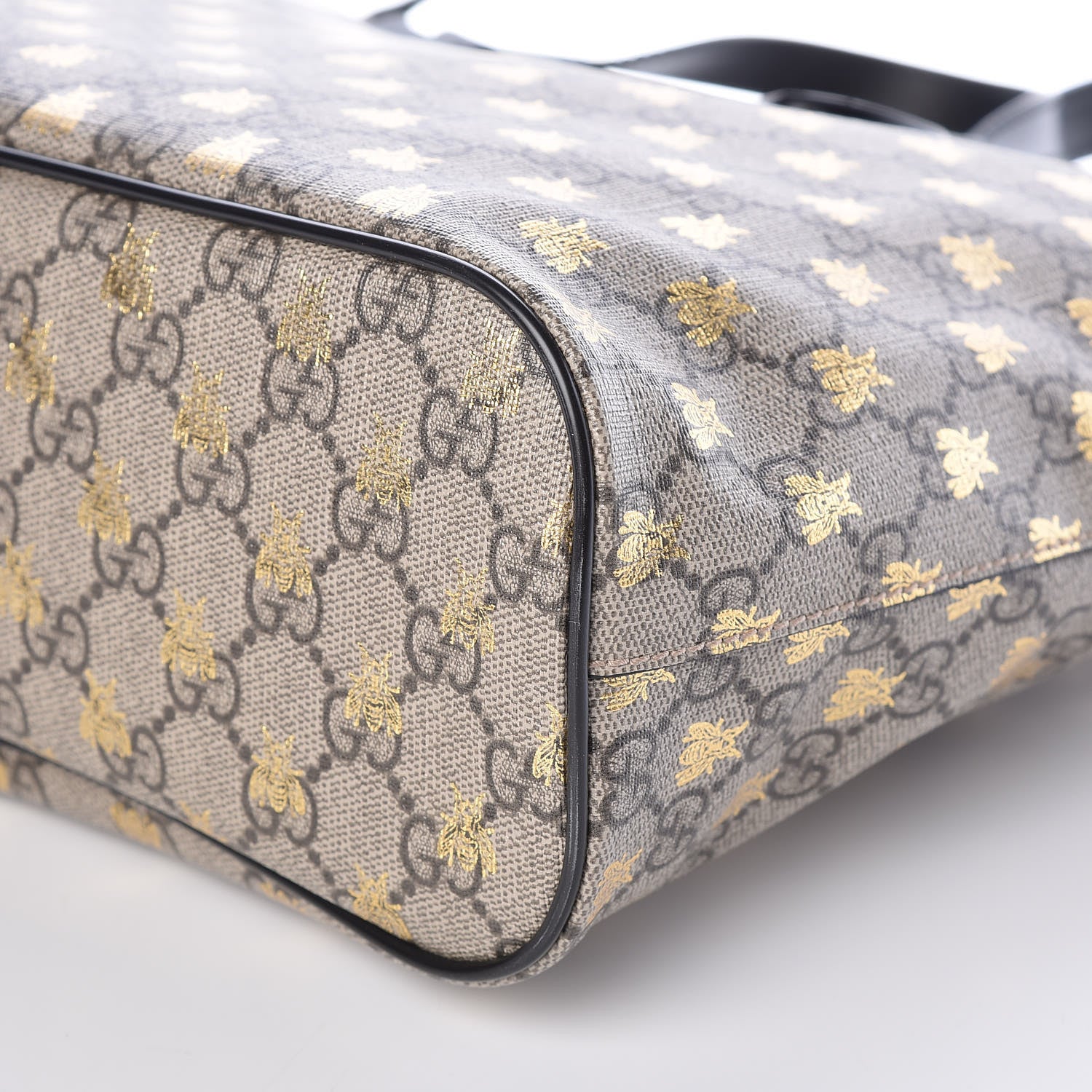 Gucci Soft GG Supreme Monogram Bees Small Crossbody Tote Beige Oro Black 9 of 9