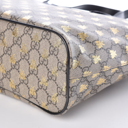 Gucci Soft GG Supreme Monogram Bees Small Crossbody Tote Beige Oro Black 9 of 9