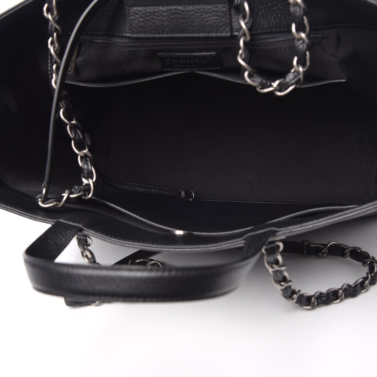 Chanel Deerskin Stitched Medium CC Shopping Tote Black 5 of 7