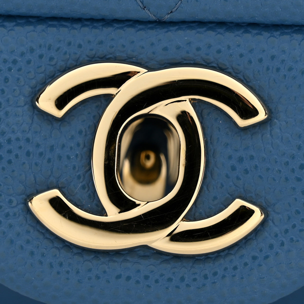 Caviar Quilted Medium Double Flap Blue