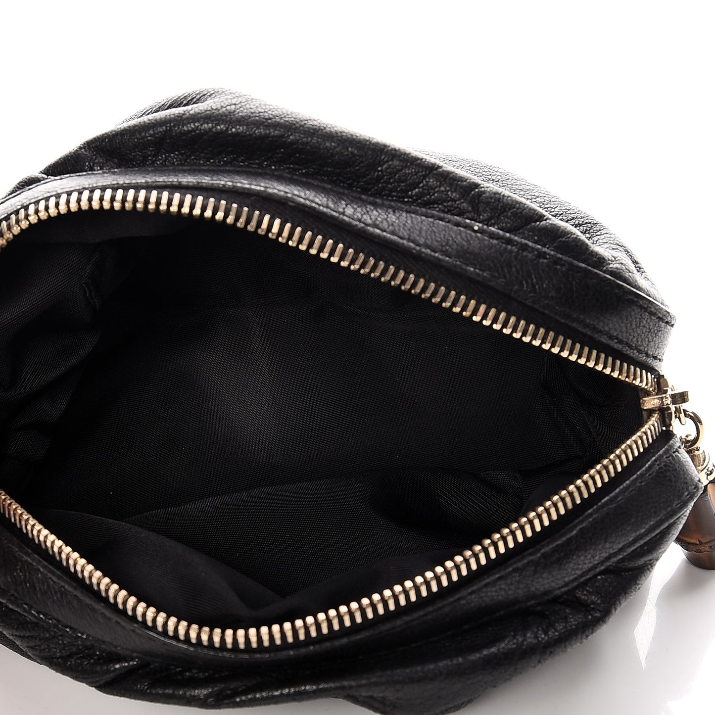 Deerskin Medium Bamboo Cosmetic Case Black