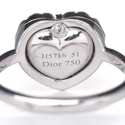 Christian Dior 18K White Gold Diamond Opal Heart Ring 51 5.75 8 of 9