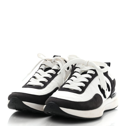 Chanel Nylon Suede Calfskin CC Sneakers 36 White Dark Grey 3 of 12