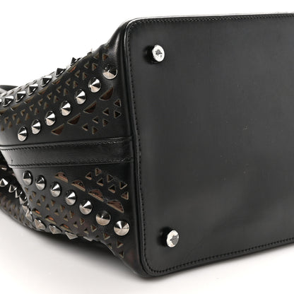 Alaia Calfskin Laser Cut Studded Mina 32 Tote Tote Black 9 of 12