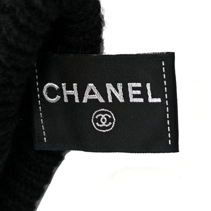 Chanel Cashmere Sequin Logo Gloves Black Gold 3 of 4