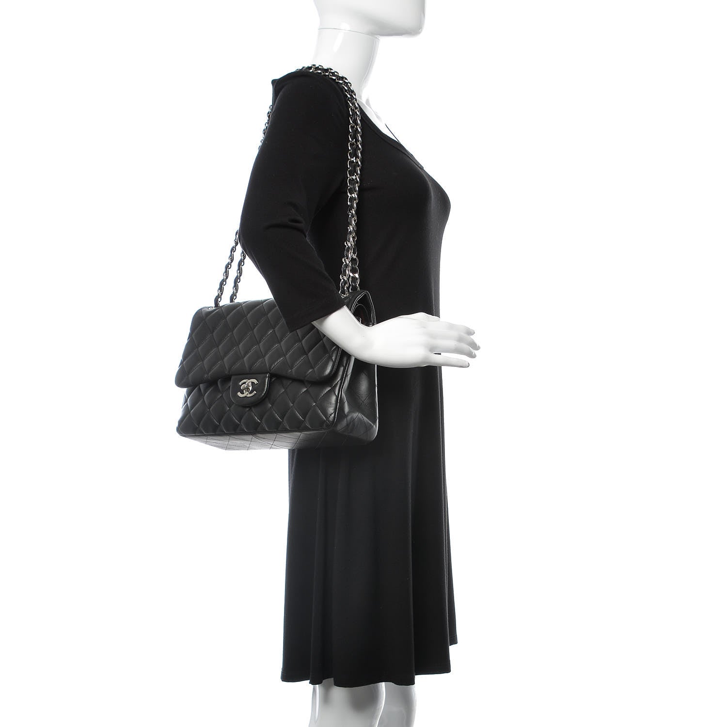 Chanel Lambskin Quilted Jumbo Double Flap Black 3 of 11