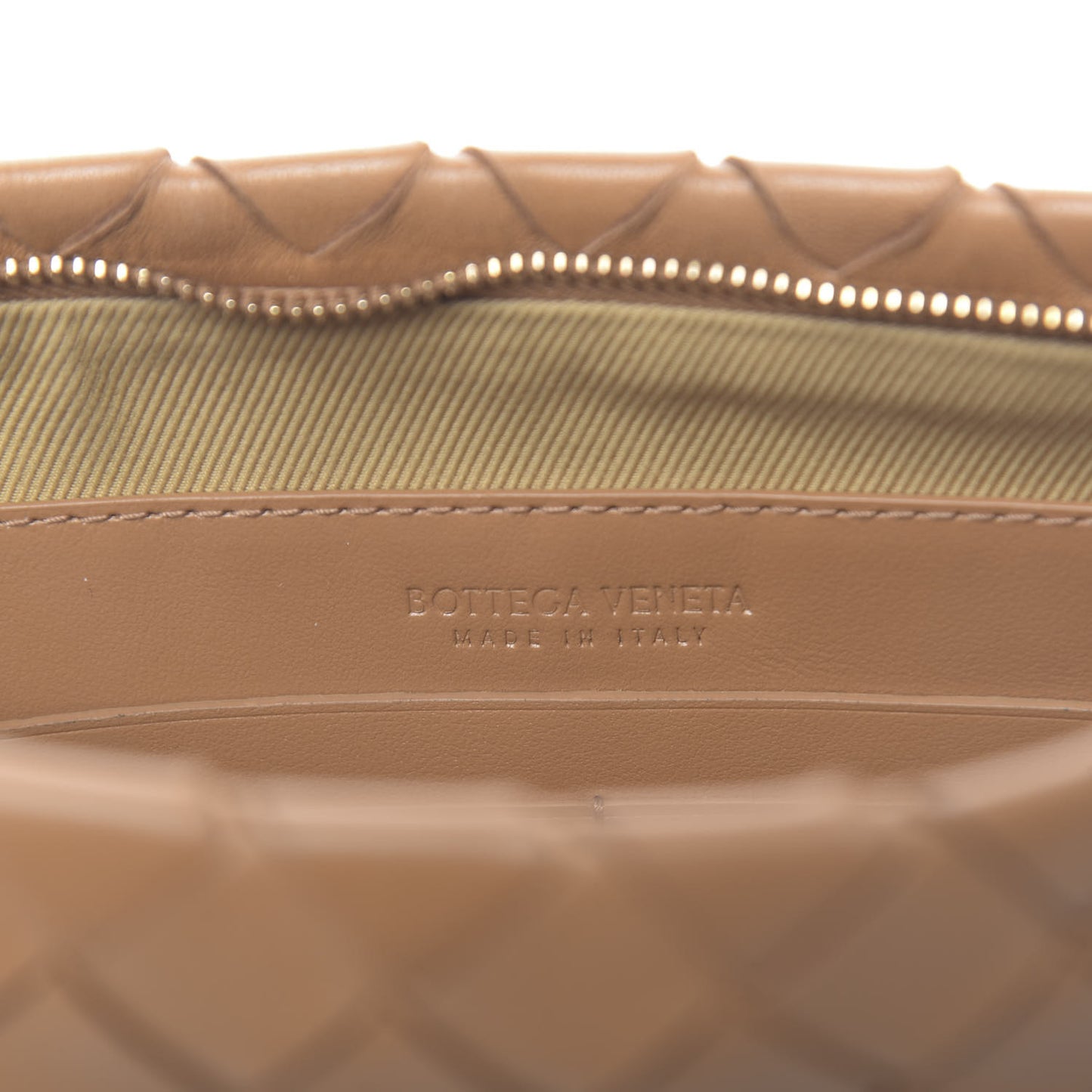 Nappa Intrecciato Zip Pouch Light Brown