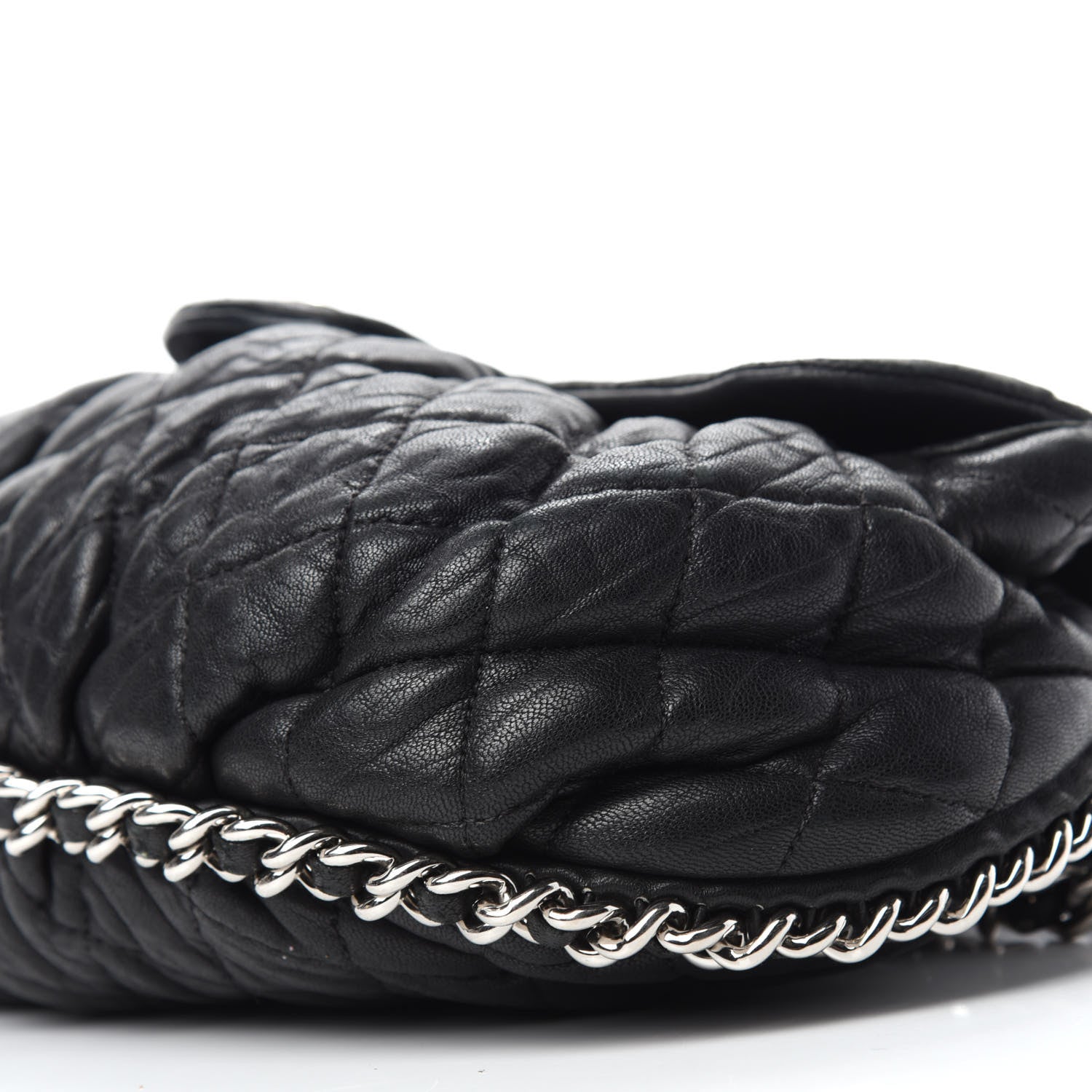 Chanel Washed Lambskin Quilted Medium Chain Around Messenger Black 7 of 12