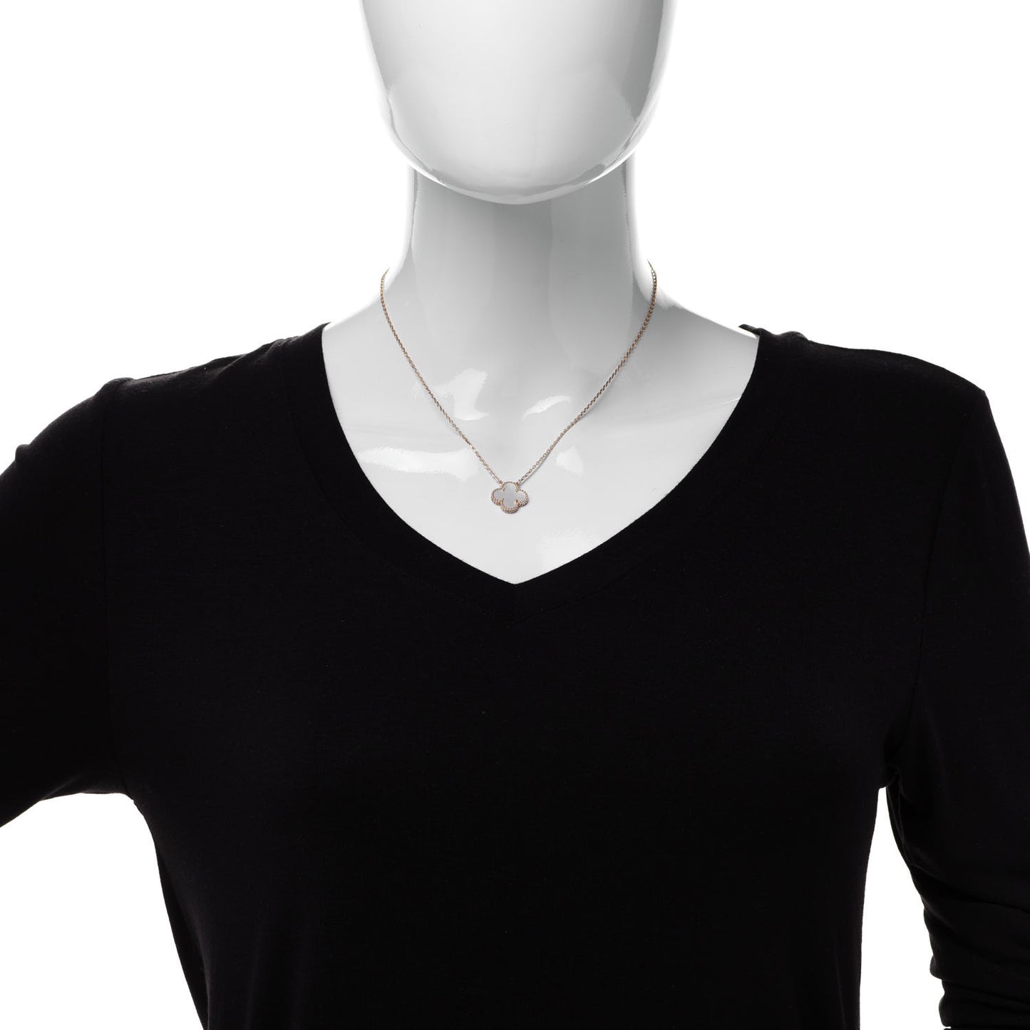 18K Yellow Gold Mother of Pearl Vintage Alhambra Pendant Necklace