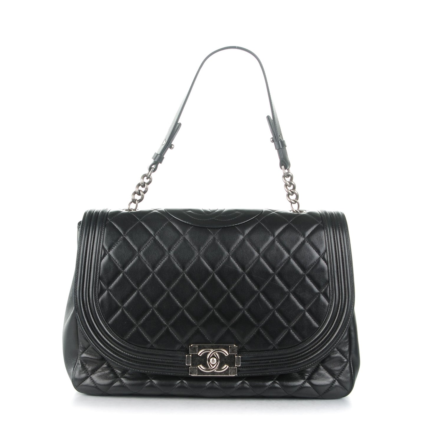 Lambskin Quilted Large Antik Boy Flap Black