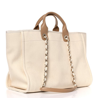 Chanel Canvas Pearl Large Deauville Tote Ecru Beige 3 of 14