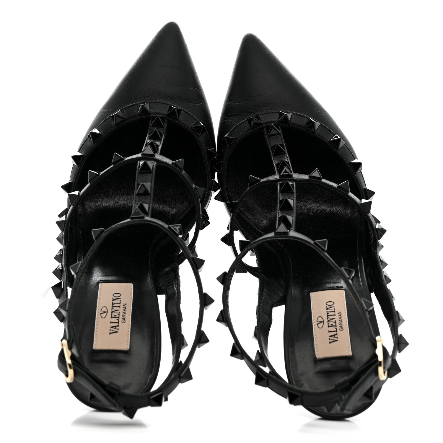 Valentino Garavani Calfskin Nappa Monochrome Rockstud Ankle Strap 100mm Pumps 40 Black 2 of 13