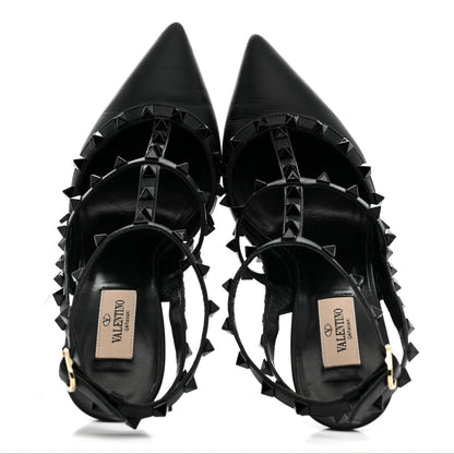 Valentino Garavani Calfskin Nappa Monochrome Rockstud Ankle Strap 100mm Pumps 40 Black 2 of 13