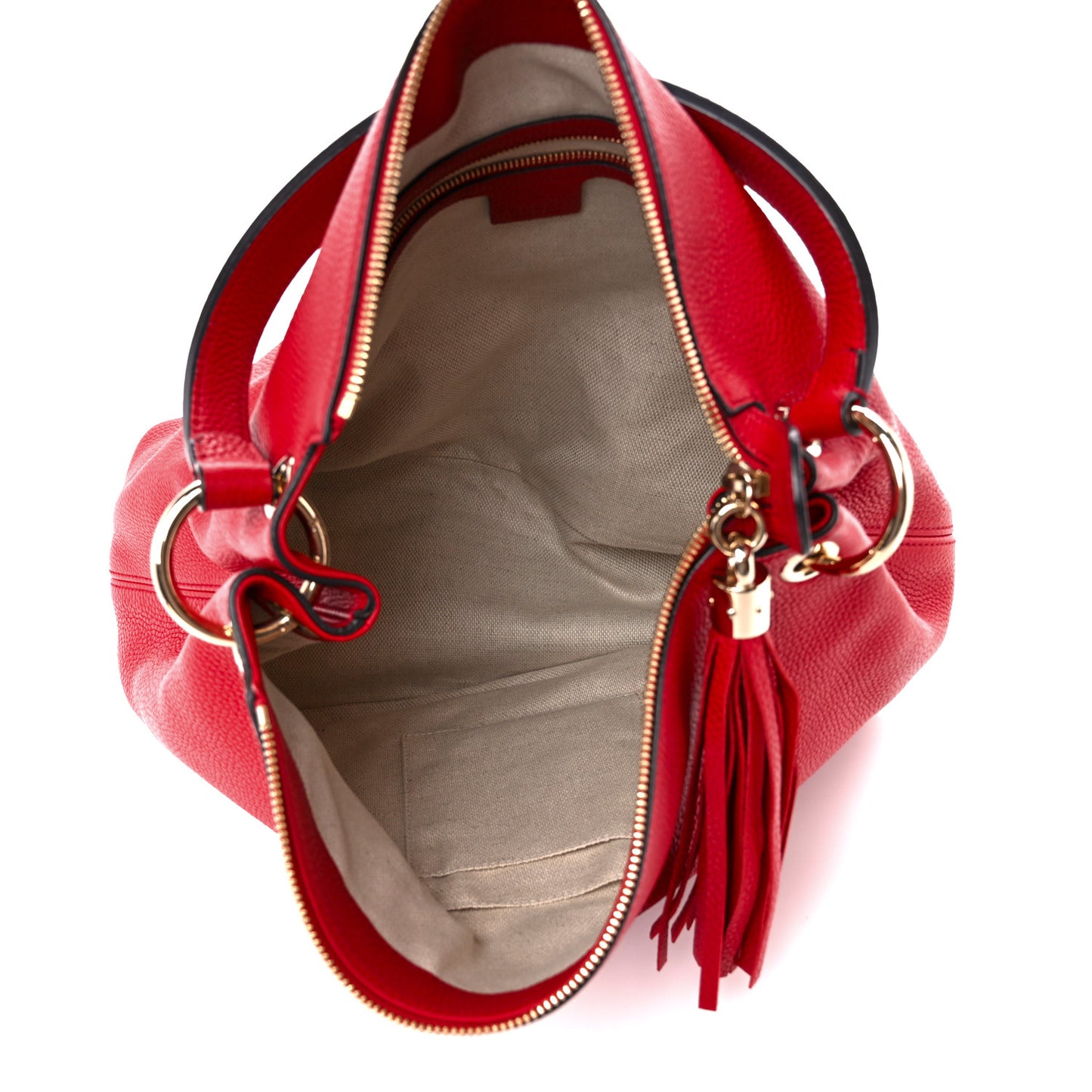 Pebbled Calfskin Large Soho Hobo Tabasco Red