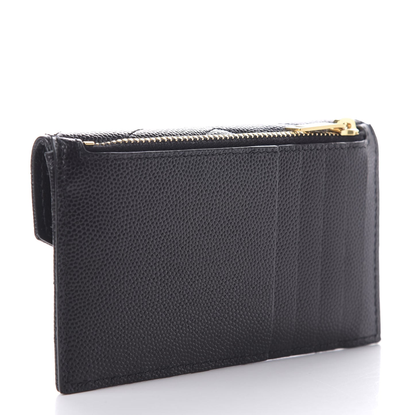 Grain De Poudre Matelasse Chevron Monogram Compact Wallet Black