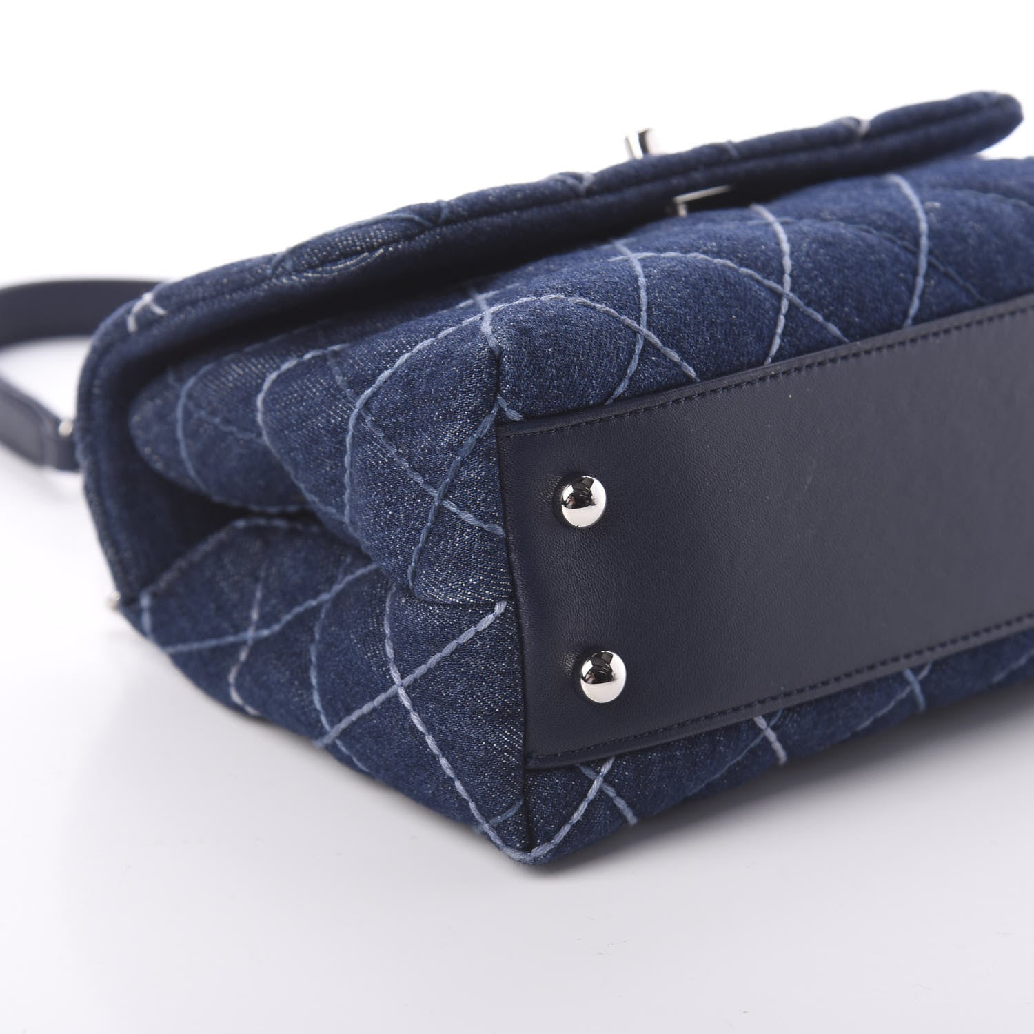 Chanel Denim Quilted Mini Coco Handle Flap Blue 8 of 9