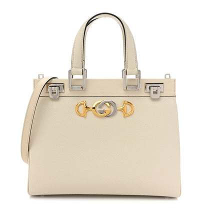 Gucci Grainy Calfskin Small Zumi Top Handle Bag Mystic White 1 of 12