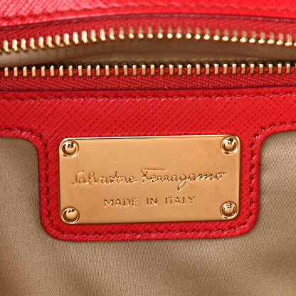 Salvatore Ferragamo Hammered Calfskin Vara Bow Chain Bag Red 6 of 11