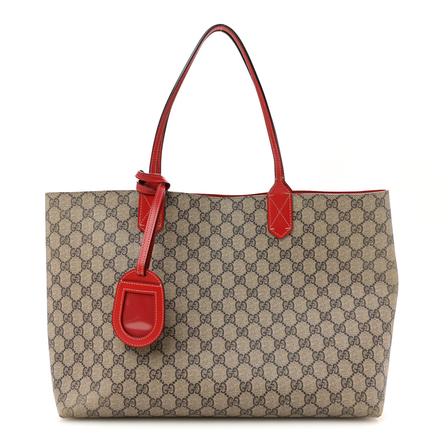 GG Supreme Monogram Medium Reversible Tote Beige Red