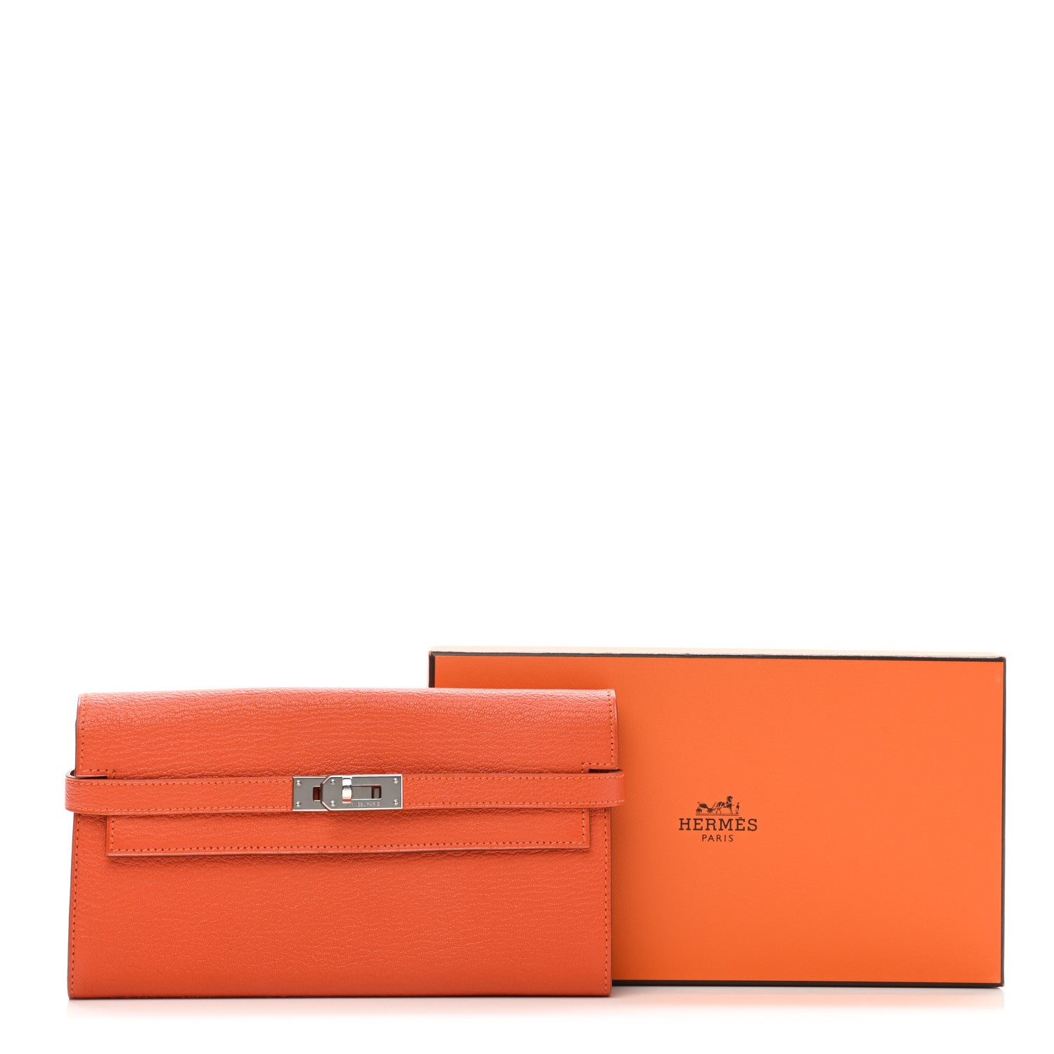 Hermes Chevre Mysore Kelly Longue Wallet Orange 10 of 10