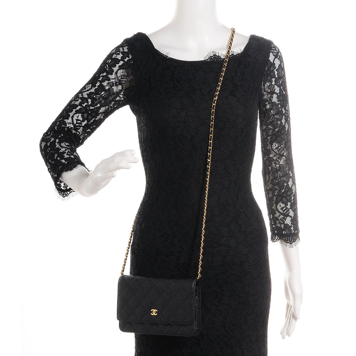 Caviar Quilted Wallet On Chain WOC Black