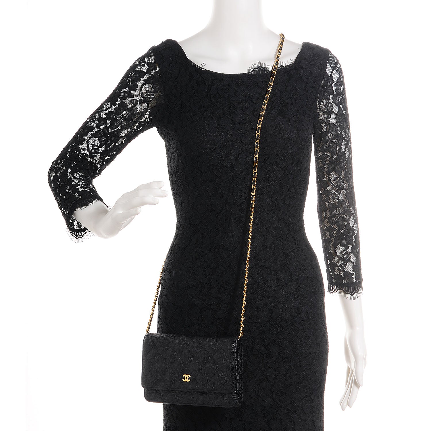 Chanel Caviar Quilted Wallet On Chain WOC Black 2 of 9
